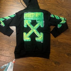 Off white green and black hoodie “ M “